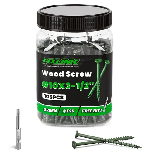 Vista 21 de Tornillos para madera de 2-1/2 pulgadas, tornillos para terraza FIXLINK #10 x 2-1/2", 310 piezas, recubiertos con epoxi, broca de estrella T25