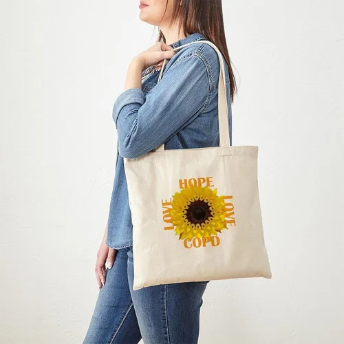 Vista 2 de CafePress COPD Hope - Bolsa de mano de girasol de lona natural, bolsa de compras reutilizable