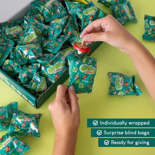 Vista 2 de BONNYCO Paquete de 40 unidades de peonzas de madera, peonzas para fiestas infantiles de la selva. Peonzas para bolsas de regalo para niños de 3-5