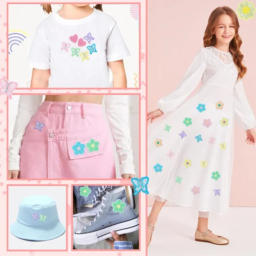 Vista 7 de NICEVINYL Parches para planchar con flores para la ropa: 100 piezas 100 parches pastel