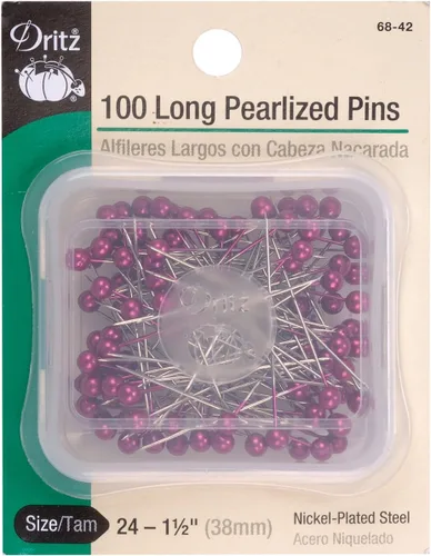 Vista 9 de Dritz 68-9 pines perlados, largos, blancos, 1-1/2 pulgadas (100 unidades)