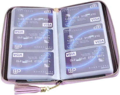 Vista 8 de Easyoulife - Monedero de cuero con cremallera, billetera portatarjetas para mujer, bloqueo RFID