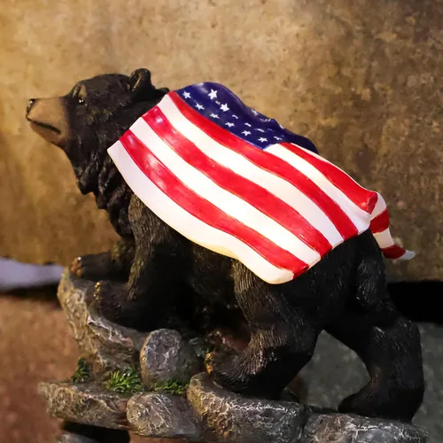 Vista 9 de Suyorpe Estatuas de jardín con luz decorativa de oso, estatua solar de oso exterior, decoración de jardín de animales, decoración divertida