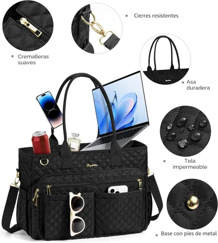 Vista 7 de Bagstellar Teacher Bags for Women, 15.6 inch Laptop Work Tote Bag Quilted Nurse Bible Computer Shoulder Bag for School Travel Dream Tote Work Bag