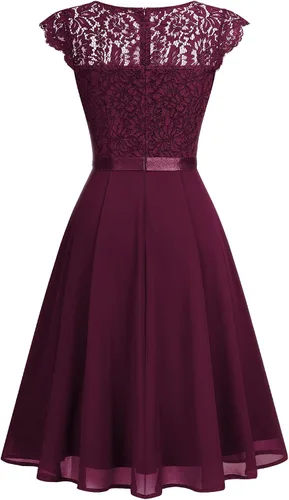 Vista 7 de MISSMAY Vestido de fiesta formal con cuentas de encaje floral elegante para mujer