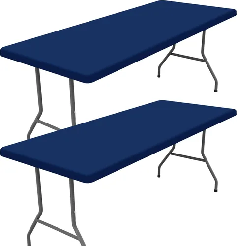Vista 42 de Moosfor Paquete de 2 manteles rectangulares de elastano de 4 pies, elásticos y ajustables para pícnic, cubierta de mesa de patio elástica y lavable