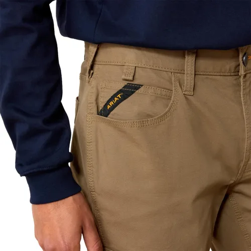 Vista 4 de ARIAT Pantalón Rebar M4 Durastretch de ajuste relajado para hombre, hecho para ser resistente y apilable de pierna recta caqui Field