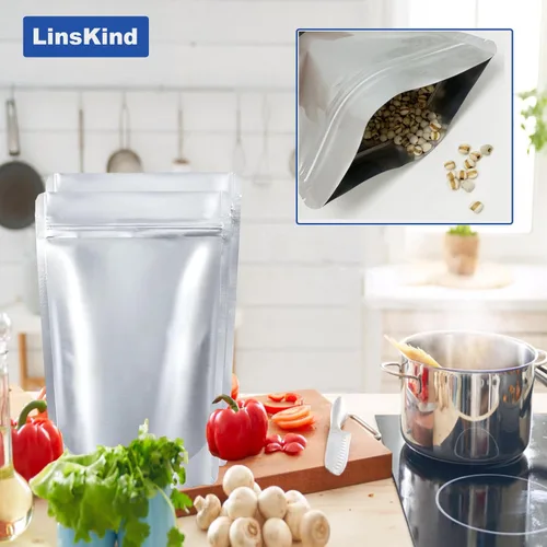 Vista 2 de 50 bolsas de Mylar de 1 galón, bolsas de Mylar de 10 x 14 pulgadas con absorbentes de oxígeno (50 x 500 cc) para almacenamiento de alimentos, bolsa