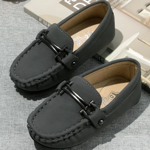 Vista 5 de Kannior Mocasines de cuero sin cordones para niños y niñas, con textura, planos, vestido de barco, mocasín, escuela, zapatos para caminar