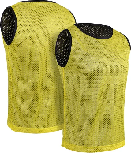 Vista 4 de Athllete Litemesh Pinnies - Paquete de 6 camisetas de malla en rojoazul, amarillo neón, azul, rojoamarillo neón, niños, jóvenes, adolescentes