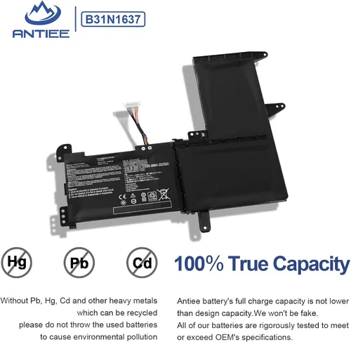 Vista 3 de ANTIEE B31N1637 C31N1637 - Batería de repuesto para portátil ASUS VivoBook X510 X510U X510UQ X510UA X510UAR X510UF S15 S510U S510UF S510UQ S510UN