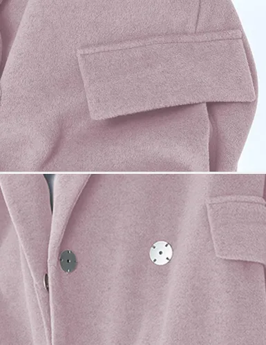 Vista 3 de SDEER Abrigo largo básico en forma de H con solapa casual para mujer de invierno