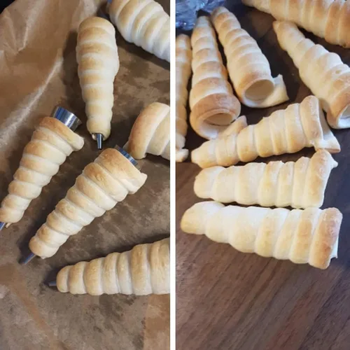 Vista 4 de 10 moldes de cuerno de crema para hornear, moldes de cono de croissant de acero inoxidable de 5 pulgadas
