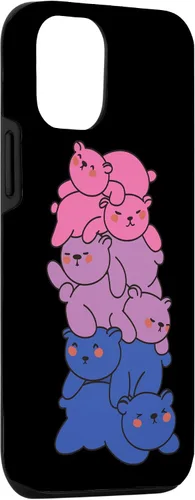 Vista 3 de Funda con diseño de oso LGBTQ para iPhone 15 con bandera bi