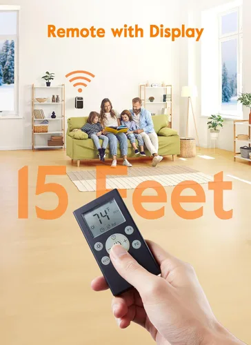 Vista 2 de GiveBest Pequeño calentador enchufable, calentador de baño con pantalla digital para uso en interiores, mini calentador eléctrico portátil