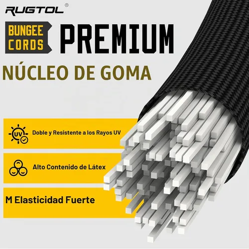 Vista 5 de Cuerdas elásticas con ganchos, cuerdas elásticas de servicio pesado de 8 pulgadas de largo con clip de mosquetón para exteriores, cuerda elástica