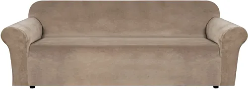 Vista 64 de H.VERSAILTEX Fundas de terciopelo elástico para sofá de dos plazas, fundas para sofá de 2 cojines para sala de estar, fundas deslizables con correas
