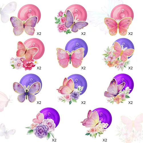 Vista 3 de Pajean 30 piezas de decoraciones de fiesta de mariposas en acuarela púrpura mariposa colgantes decoraciones de remolinos temáticos de verano