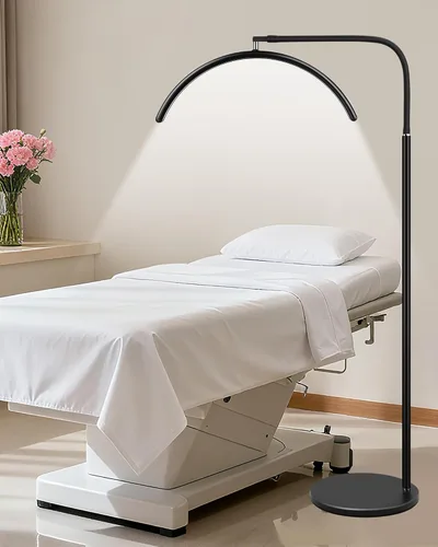 Vista 9 de Luz de Piso LED Media Luna - Lámpara Profesional Sin Sombras, Ajustable para Técnicas de Pestañas, Esteticistas y Tatuadores Extensiones