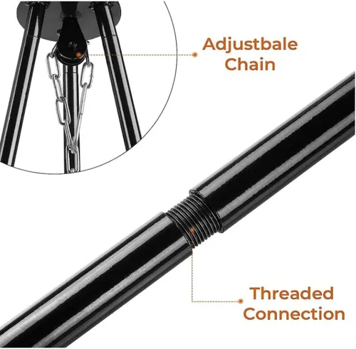 Vista 4 de Parrilla portátil para fogatas, trípode colgante de altura ajustable para exteriores, equipo de cocina de fogata, parrilla de fuego resistente