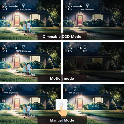Vista 4 de OREiN Luz de seguridad con sensor de movimiento para exteriores, luz LED reflectora de doble cabeza ajustable, 3 modos