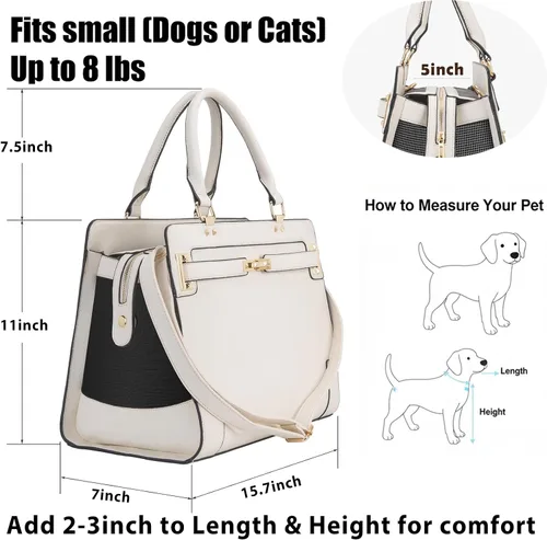 Vista 2 de Bolso transportador de mascotas de moda para perros y gatos, bolso de cuero suave para perros pequeños, cachorros y gatos, aprobado por la aerolínea