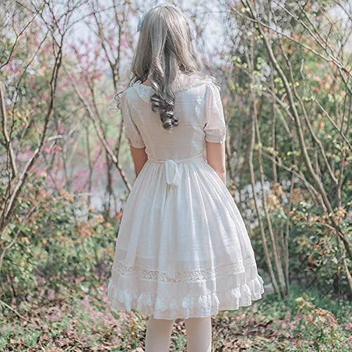 Vista 4 de Smiling Angel Vestido dulce blanco para niñas, faldas de corte de princesa, disfraces de cosplay, Blanco