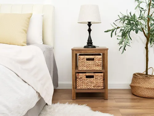 Vista 4 de StorageWorks Cesta de almacenamiento de mimbre, cestas de almacenamiento grandes tejidas a mano con asas de madera