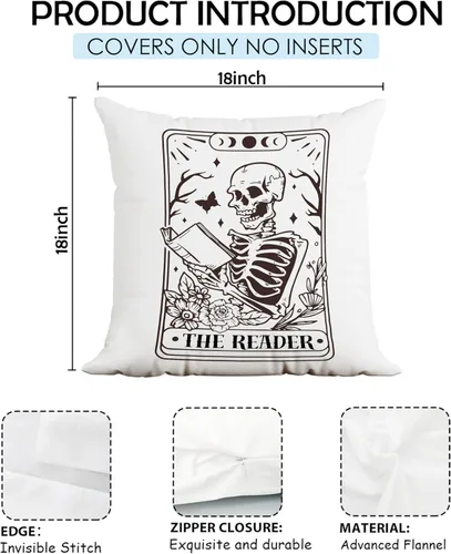Vista 5 de Fundas de almohada góticas de 18 x 18 pulgadas, funda de almohada de esqueleto, funda de almohada de decoración de tarot, decoración de habitación