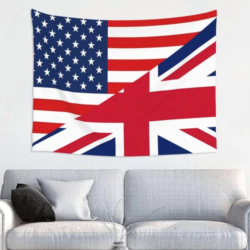 Vista 10 de Tapiz decorativo para pared, diseño de bandera estadounidense y bandera de Barbados, para colgar en la pared, manteles de arte hippie de 29 x 37