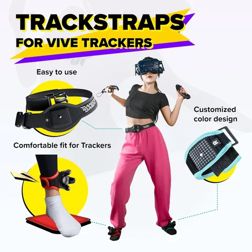 Vista 3 de Rebuff Reality Trackstraps for Vive Trackers + Dance Dash Steam Game Key, VR Dancing Game, Full Body Tracking VR Accessory, Compatible with VIVE