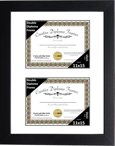 Vista 16 de Creative Picture Frames Marco de diploma doble clásico negro de 6 x 8 pulgadas con vidrio negro y colgador de pared instalado
