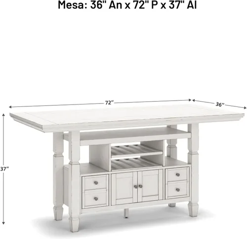 Vista 3 de Signature Design By Ashley Robbinsdale - Mesa de comedor de 72 pulgadas de altura de mostrador con almacenamiento de isla de cocina, sólidos