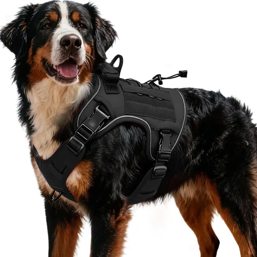 Vista 82 de Arnés táctico para perros grandes, chaleco reflectante ajustable sin tirones con sistema Molle, control de grado militar K9 para entrenamiento