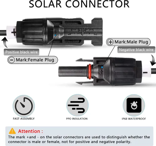 Vista 3 de Panel solar a cable corto de 0.315 in, conector de panel solar de 14 AWG a CC 7909, cable adaptador para estación de energía de reserva portátil