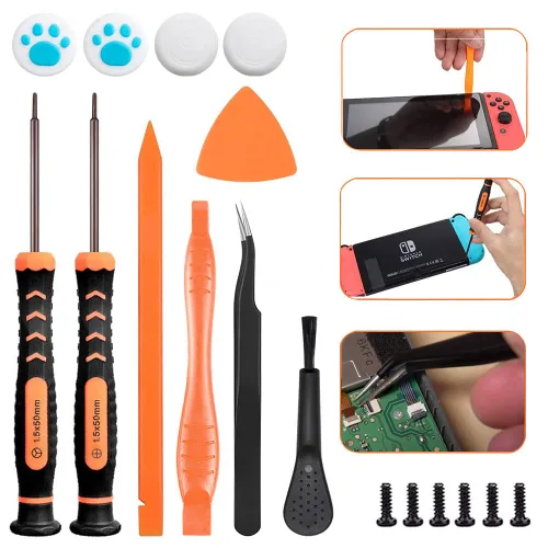 Vista 5 de Replacement Joystick for Switch Lite, 19pcs Analog Stick Thumbstick Parts Repair Tool Kit Accessories for Switch Lite Nintendo Switch Switch OLED