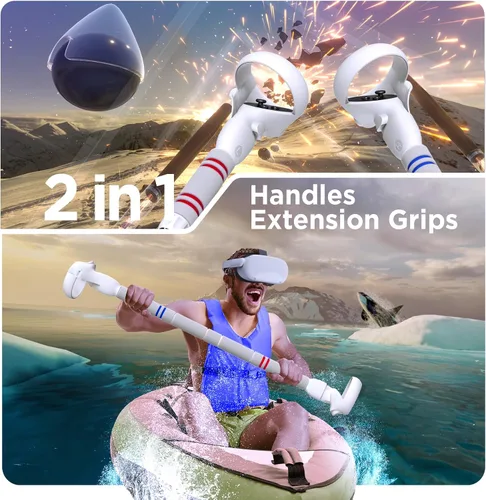 Vista 5 de YOGES Handle Attachments Compatible with Oculus Quest 2 Controller Accessories, VR Long Arms Grips Compatible with Meta Quest 2 VR