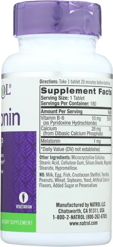 Vista 6 de Natrol, Melatonina 1mg, 180 Tabletas