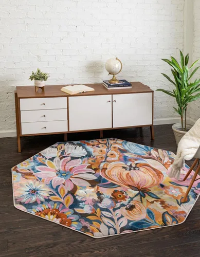 Vista 13 de Unique Loom Blossom Collection - Alfombra rectangular (2 x 3 pies, rectangular, multicolor y negro)