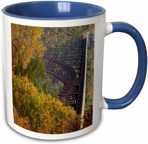 Vista 9 de 3dRose Danita Delimont – Puentes – WV New River Gorge Nacional Río Puente – us49 wbi0062 – Walter Bibikow – Tazas, Negro/Blanco