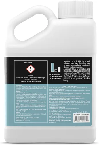 Vista 2 de Fertilizante líquido equilibrado 16-4-8 nutrientes (1 galón) – Alimento de césped premium, NPK con extracto de algas marinas añadido, trata