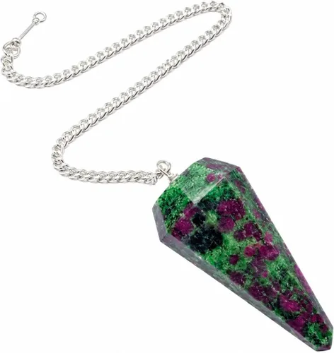 Vista 42 de WholesaleGemShop Péndulo facetado de cristal de piedras preciosas naturales