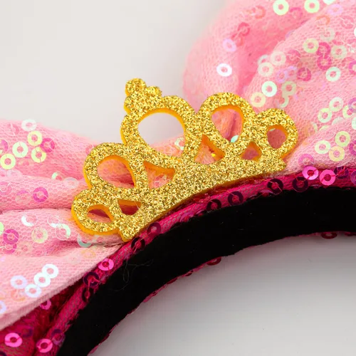 Vista 3 de Foeran Diademas de orejas de ratón, lazos brillantes, orejas de ratón con purpurina, decoración de princesa, disfraz de cosplay para niñas y mujeres