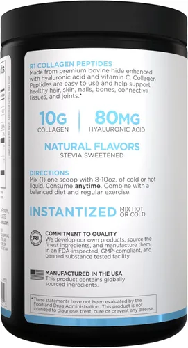Vista 2 de Rule 1 Proteins Polvo de péptidos de colágeno – Colágeno bovino hidrolizado, ácido hialurónico y vitamina C. Apoya el cabello, la piel y las uñas