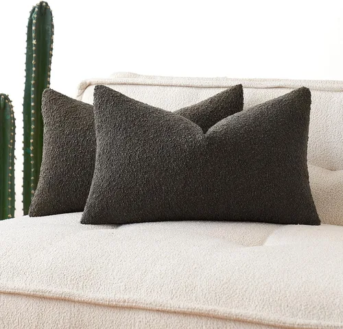 Vista 26 de MIULEE - Fundas de almohada decorativas para sofá lumbar de 16 x 16 pulgadas, color beige Set of 2 Textured Neutral Throw Pillow Covers, Accent