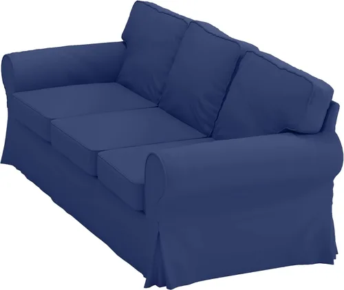 Vista 8 de Premium funda de repuesto de algodón pesado Ektorp para sofá de 3 asientos, compatible con funda de sofá de tres plazas IKEA Ektorp (Azul profundo)