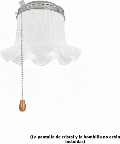 Vista 2 de Aspen Creative 22001-11, kit de luces para ventilador de techo de una sola luz con cadena de tracción, níquel cepillado