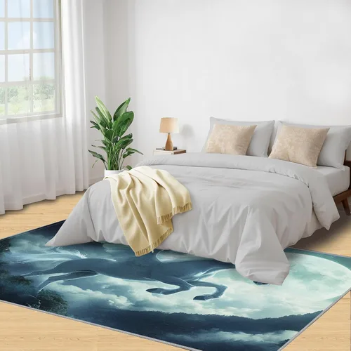 Vista 4 de Girl Horse Rugs for Bedroom, Horse Area Rug, Animal Rugs for Living Room, Indoor Non-Slip Rug, Machine Washable Carpet for Front Entrance Floor