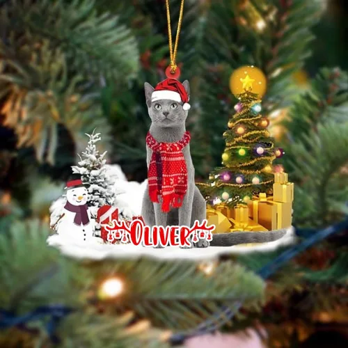 Vista 170 de NAZENTI Adorno personalizado de gato abisinio con árbol de pino, adorno de Navidad personalizado para perros amantes de las mascotas, colgante