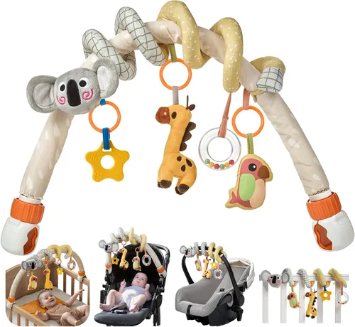 Vista 9 de TUMAMA - Juguetes en espiral para asiento de automóvil, juguetes para bebés de 0, 3, 6, 9, 12 meses, cochecito infantil, juguetes colgantes
